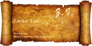 Zarka Ida névjegykártya